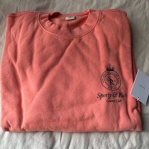 NWT Sporty Rich Crown Crewneck Sweatshirt Grapefruit